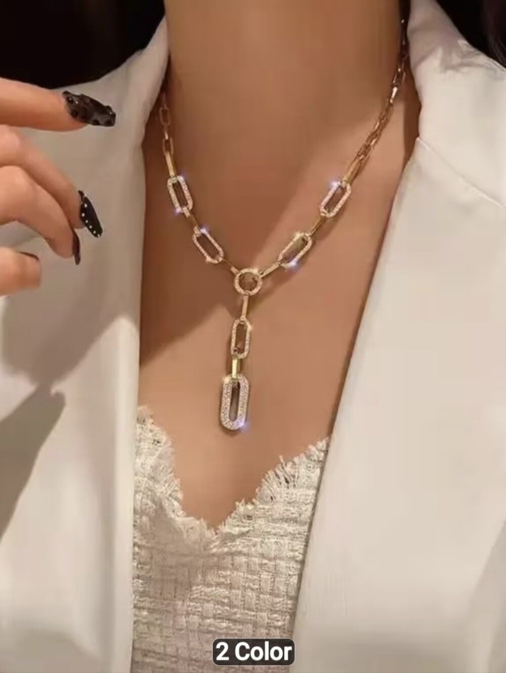 💛💛NEW💛💛 BEAUTIFUL!! CZ PaperClip Necklace In GOLD
